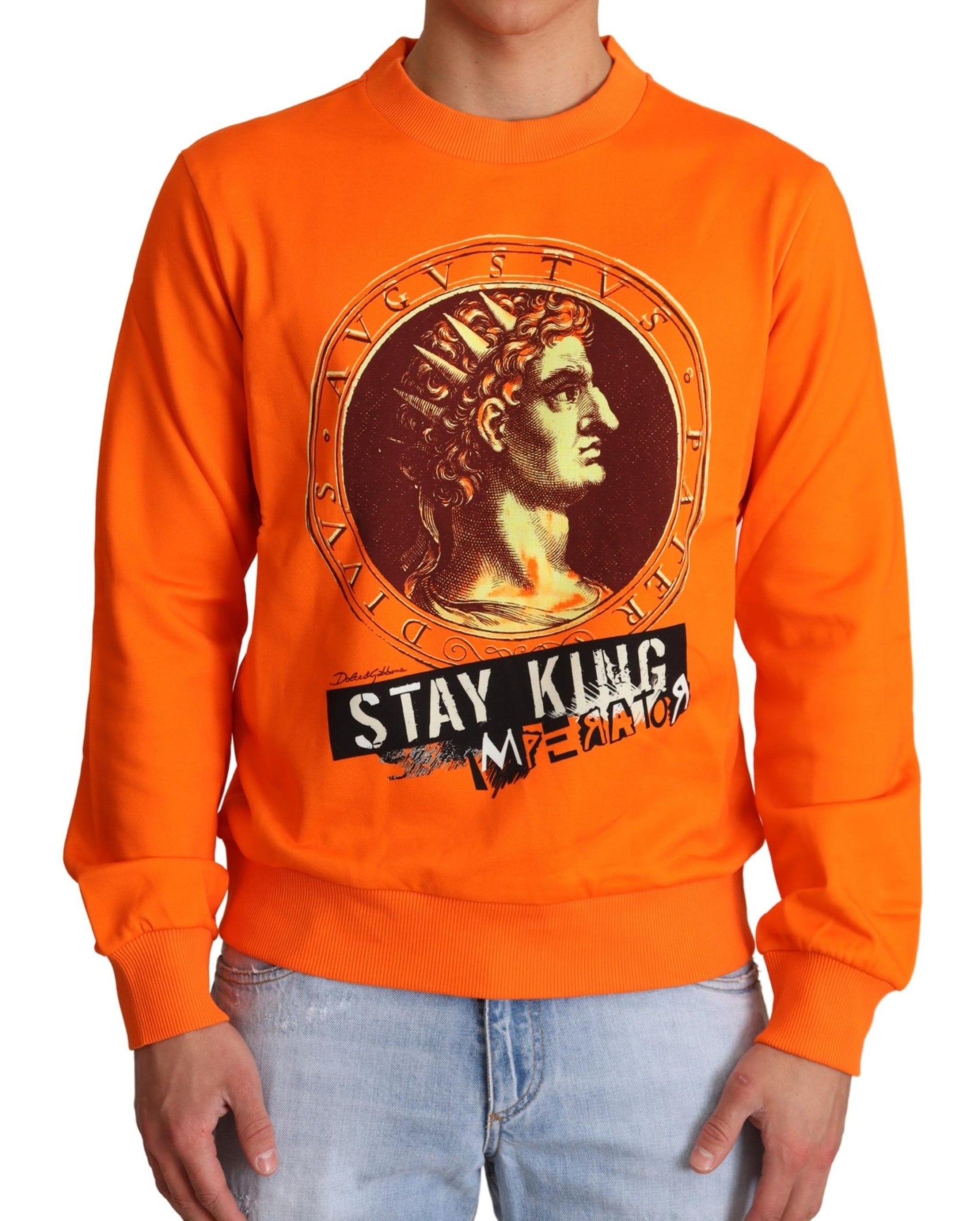 Regal Rundhalspullover aus Baumwolle in Orange
