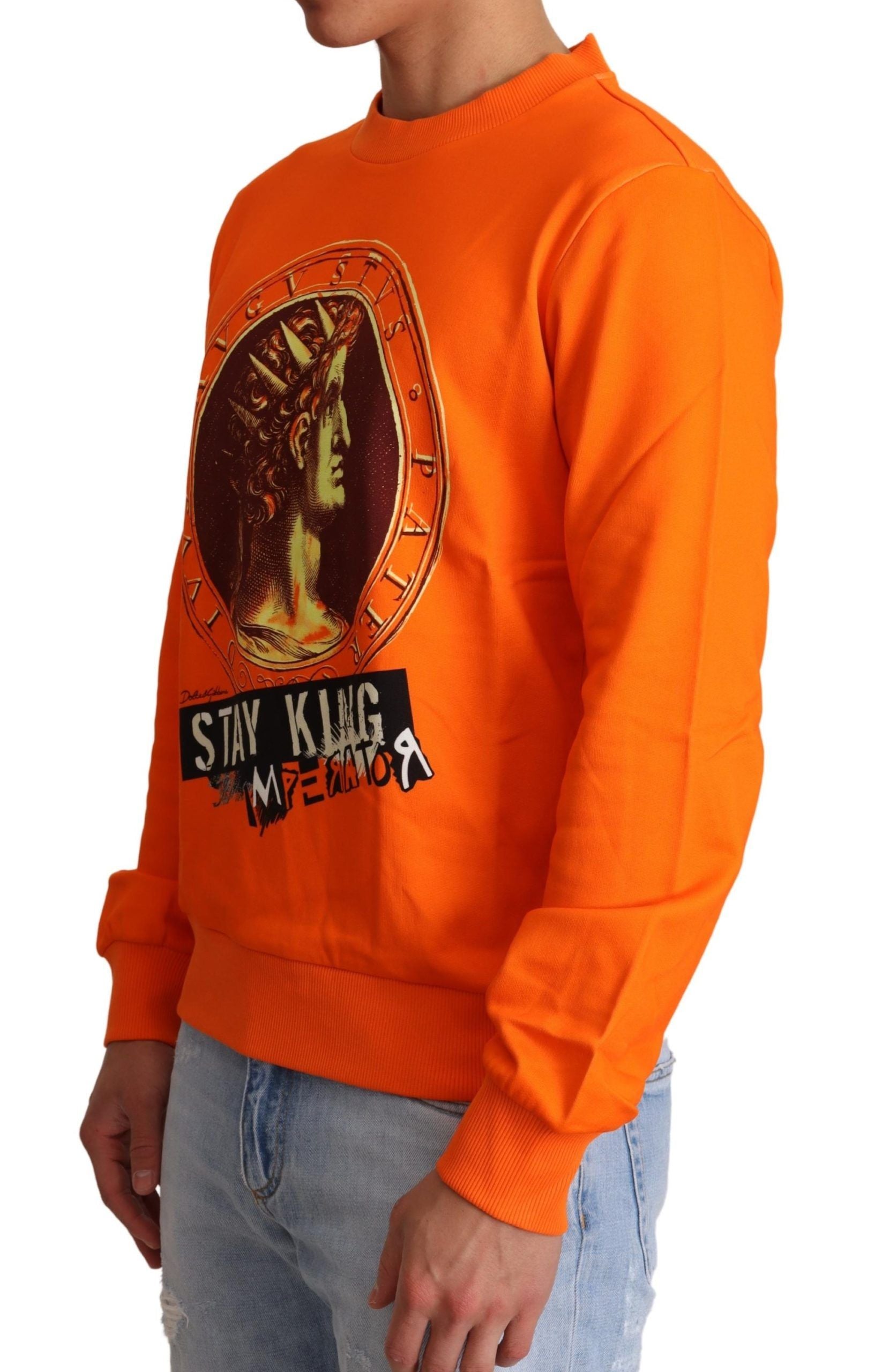 Regal Rundhalspullover aus Baumwolle in Orange