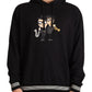 Eleganter bestickter schwarzer Baumwollpullover