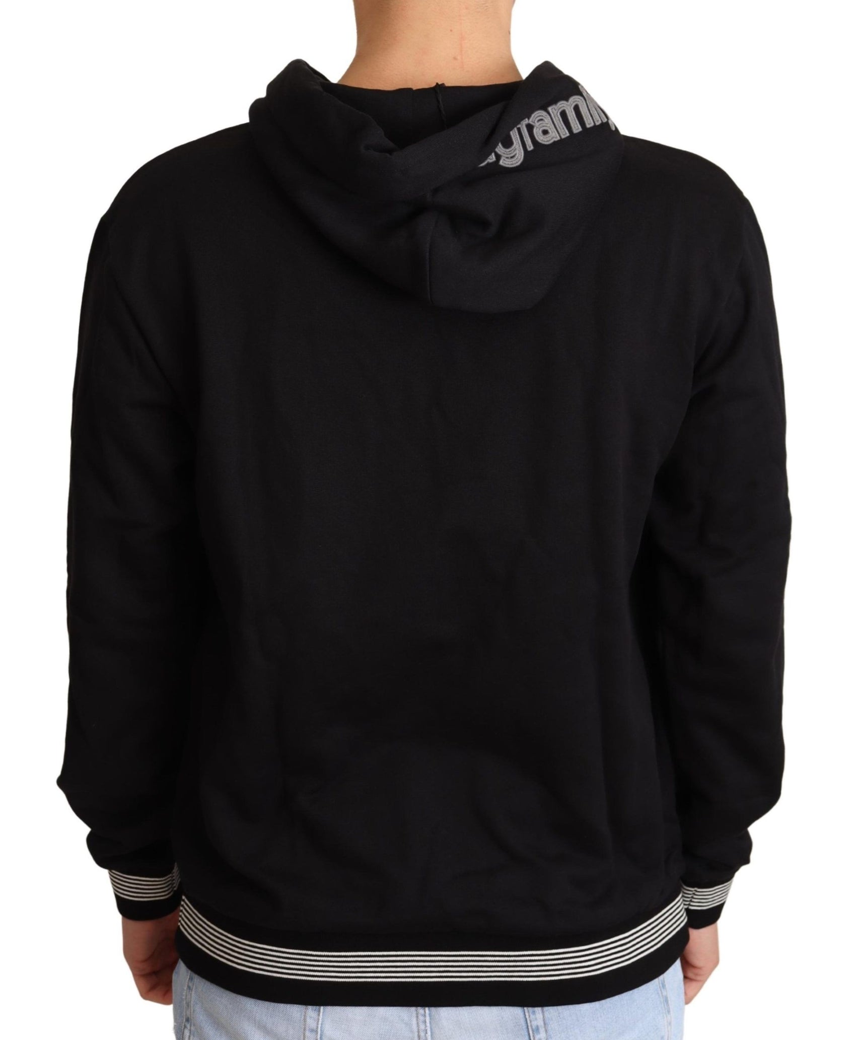 Eleganter bestickter schwarzer Baumwollpullover