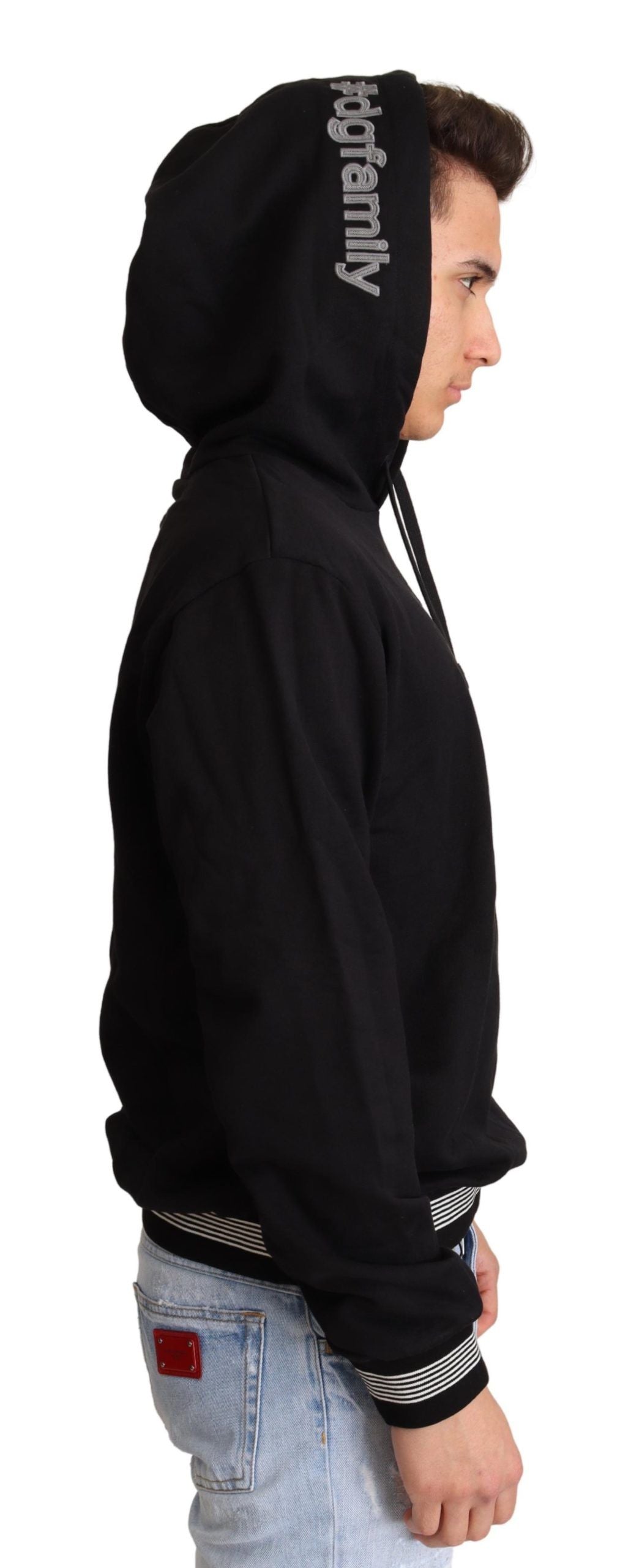 Eleganter bestickter schwarzer Baumwollpullover