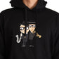 Eleganter bestickter schwarzer Baumwollpullover