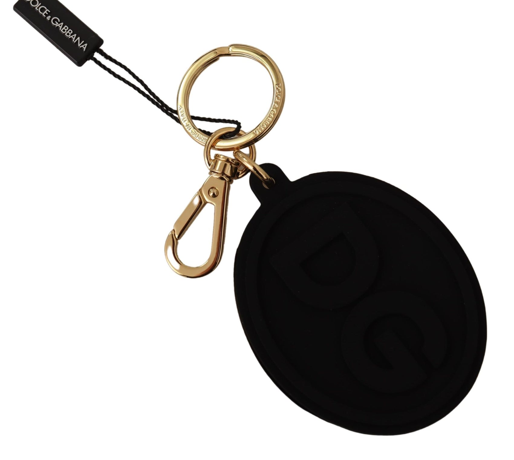 Elegante accessorio portachiavi nero e oro