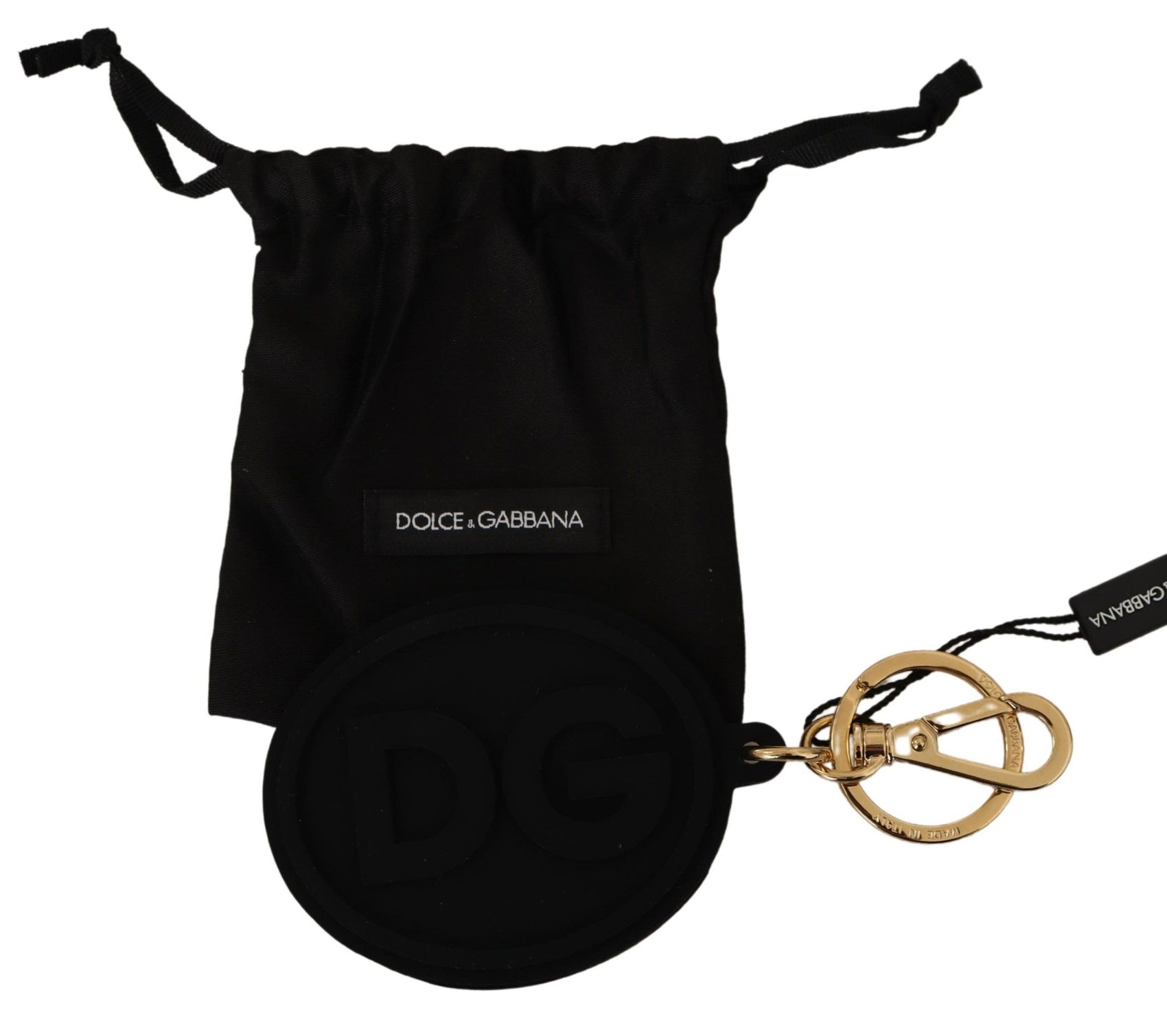 Elegante accessorio portachiavi nero e oro