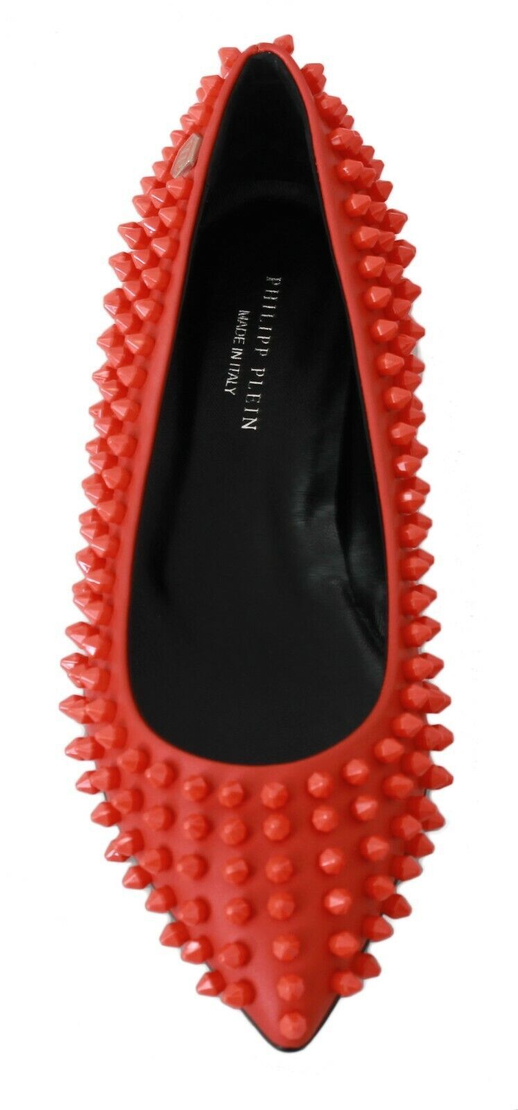 Leuchtend orangefarbene spitze Leder-Ballerinas