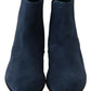 Chic Blue Suede Mid-Calf Boots with Stud Details