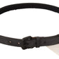 Classic Black Leather Belt with Buckle Fastening