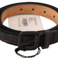 Classic Black Leather Belt with Buckle Fastening