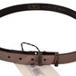 Chic Pink Metallic Leather Belt with Bronze Buckle