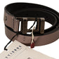 Chic Pink Metallic Leather Belt with Bronze Buckle