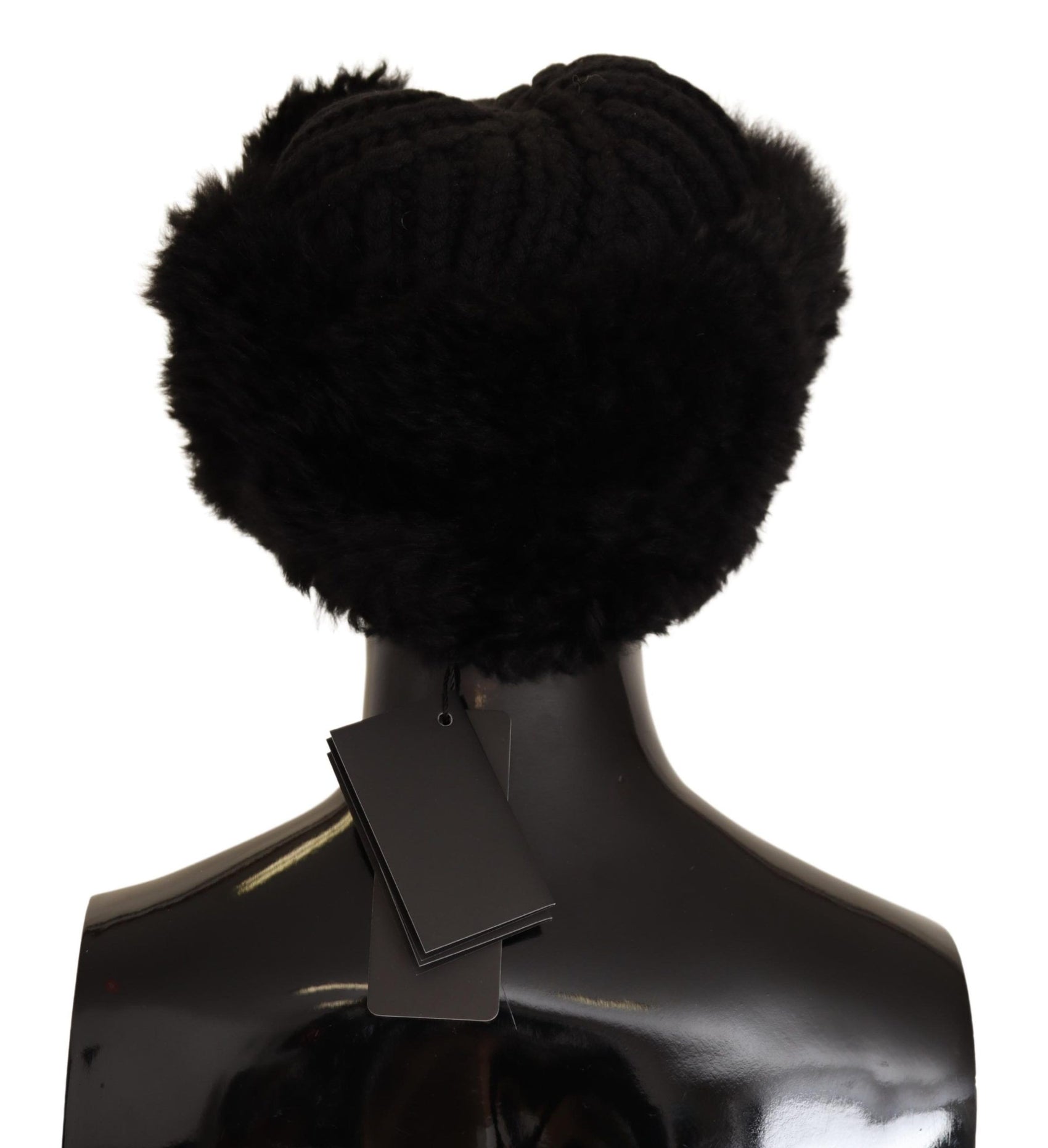 Elegante schwarze Kaschmir-Alpaka-Pelzmütze