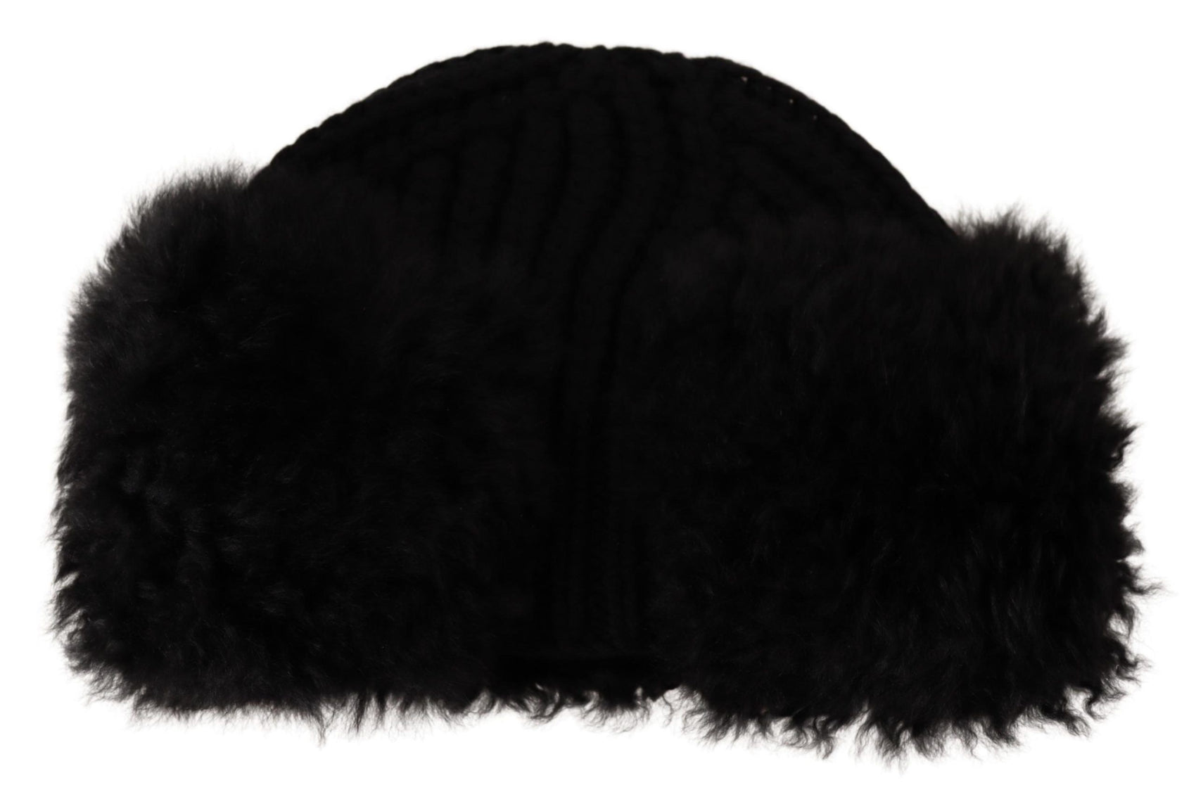 Elegante schwarze Kaschmir-Alpaka-Pelzmütze