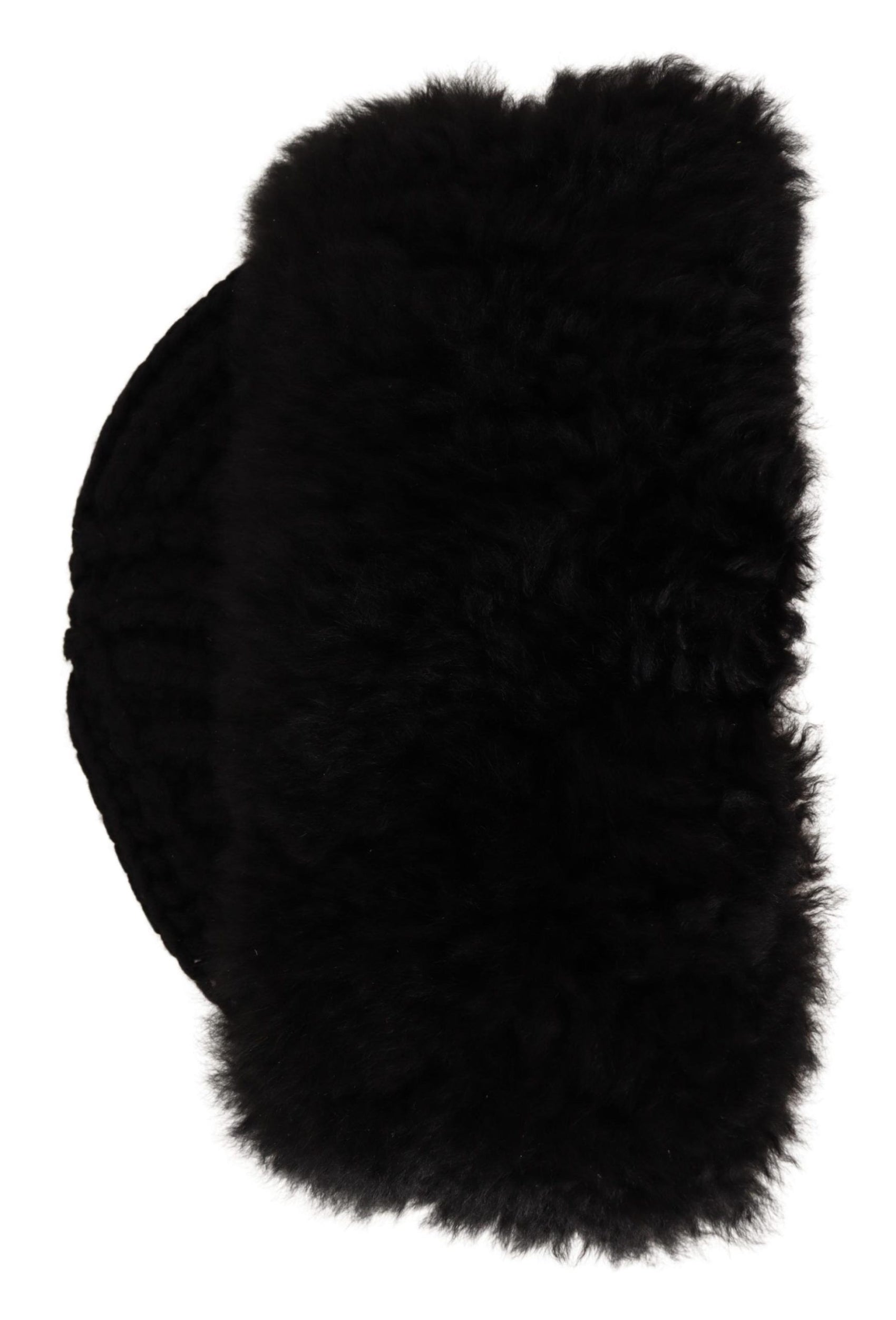 Elegante schwarze Kaschmir-Alpaka-Pelzmütze