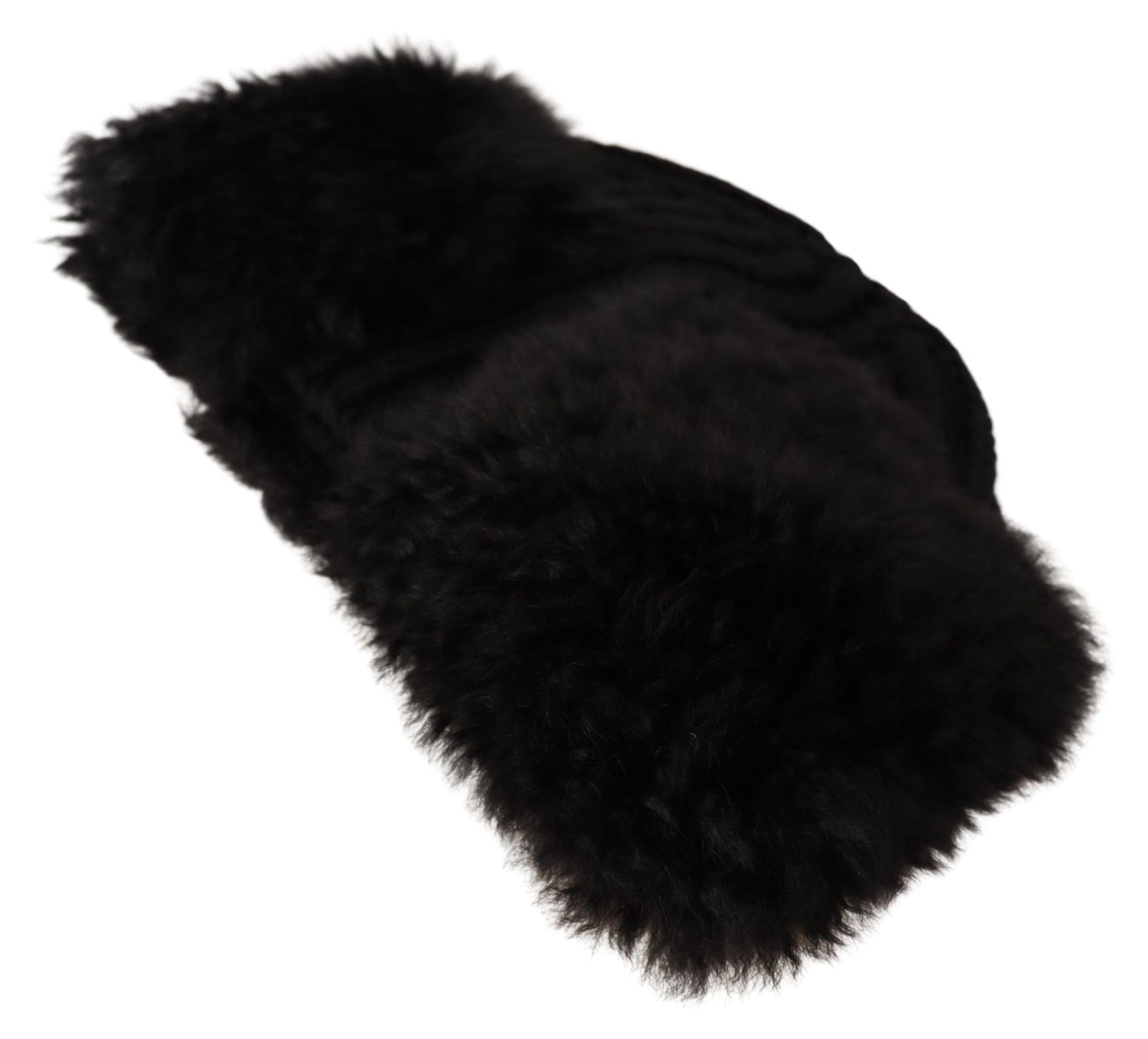 Elegante schwarze Kaschmir-Alpaka-Pelzmütze