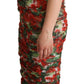 Dolce & Gabbana Red Floral Print Tulle Sheath Midi Dress