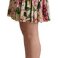 Elegant Floral Silk High Waist Mini Skirt