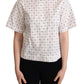 Dolce & Gabbana White Polka Dot Cotton Collared Shirt Top