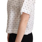 Dolce & Gabbana White Polka Dot Cotton Collared Shirt Top