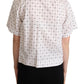 Dolce & Gabbana White Polka Dot Cotton Collared Shirt Top