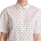 Dolce & Gabbana White Polka Dot Cotton Collared Shirt Top