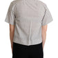 Dolce & Gabbana White Black Striped Collared Shirt