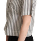 Dolce & Gabbana White Black Striped Shirt Blouse Top