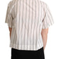Dolce & Gabbana White Black Stripes Collared Shirt Top