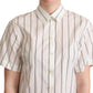 Dolce & Gabbana White Black Stripes Collared Shirt Top