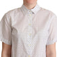 Dolce & Gabbana White Black Polka Dots Collar Blouse Shirt