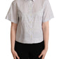 Dolce & Gabbana White Gray Polka Dots Collared Button Shirt