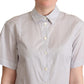 Dolce & Gabbana White Gray Polka Dots Collared Button Shirt