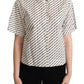 Dolce & Gabbana White Dotted Collared Blouse Shirt