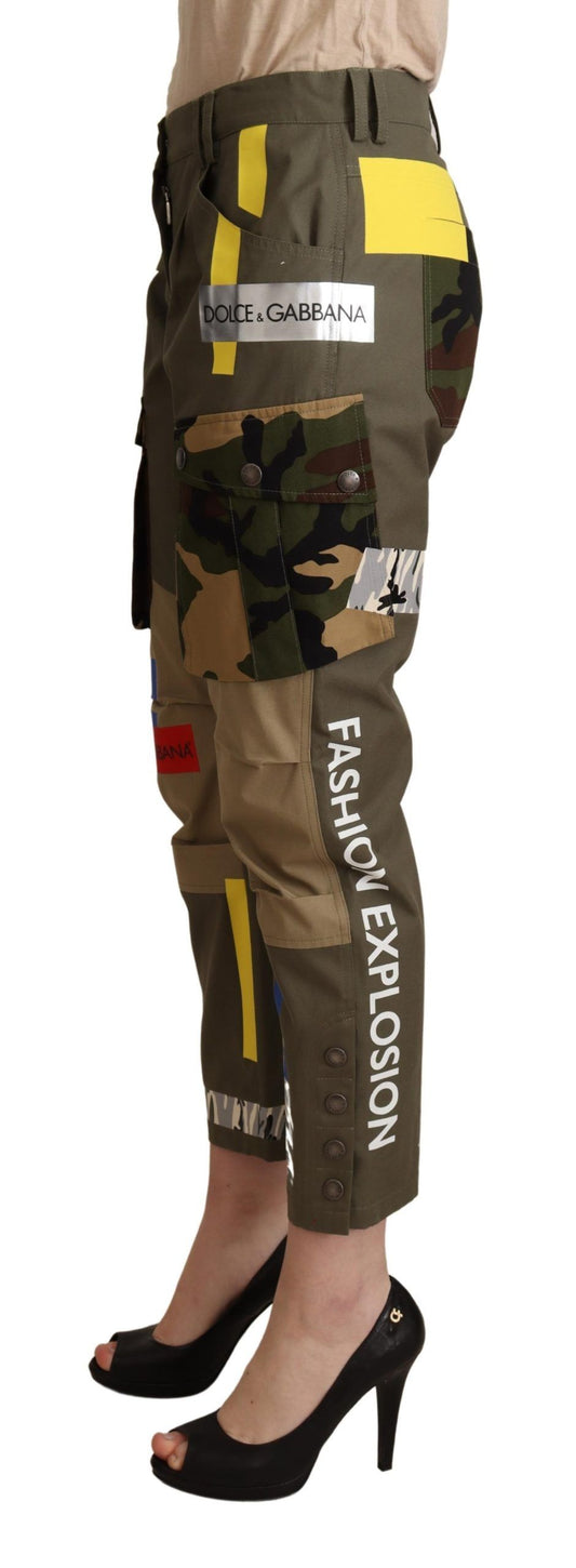 Pantaloni cargo chic multicolor con toppe