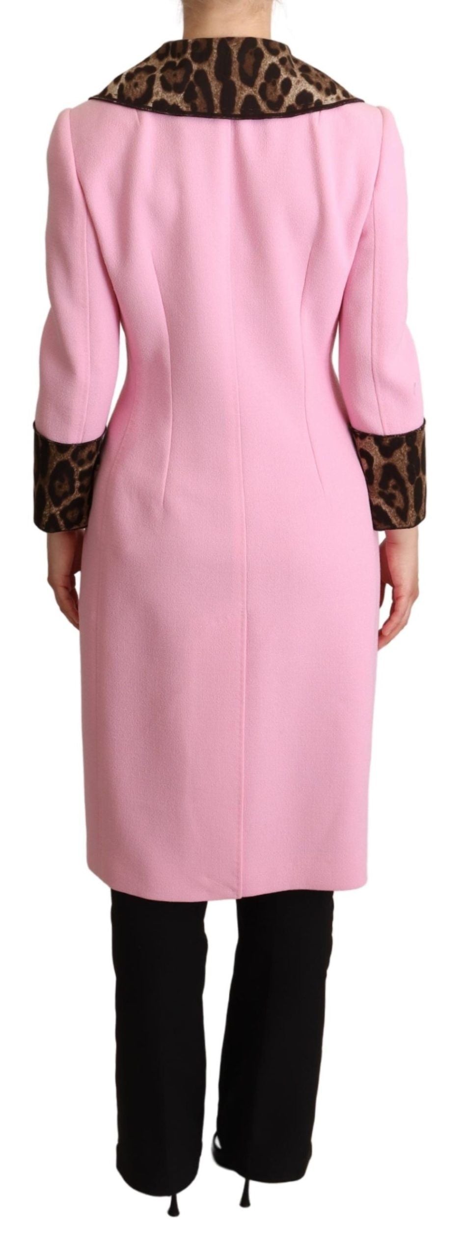 Trench leopardato rosa chic con bottoni in cristallo