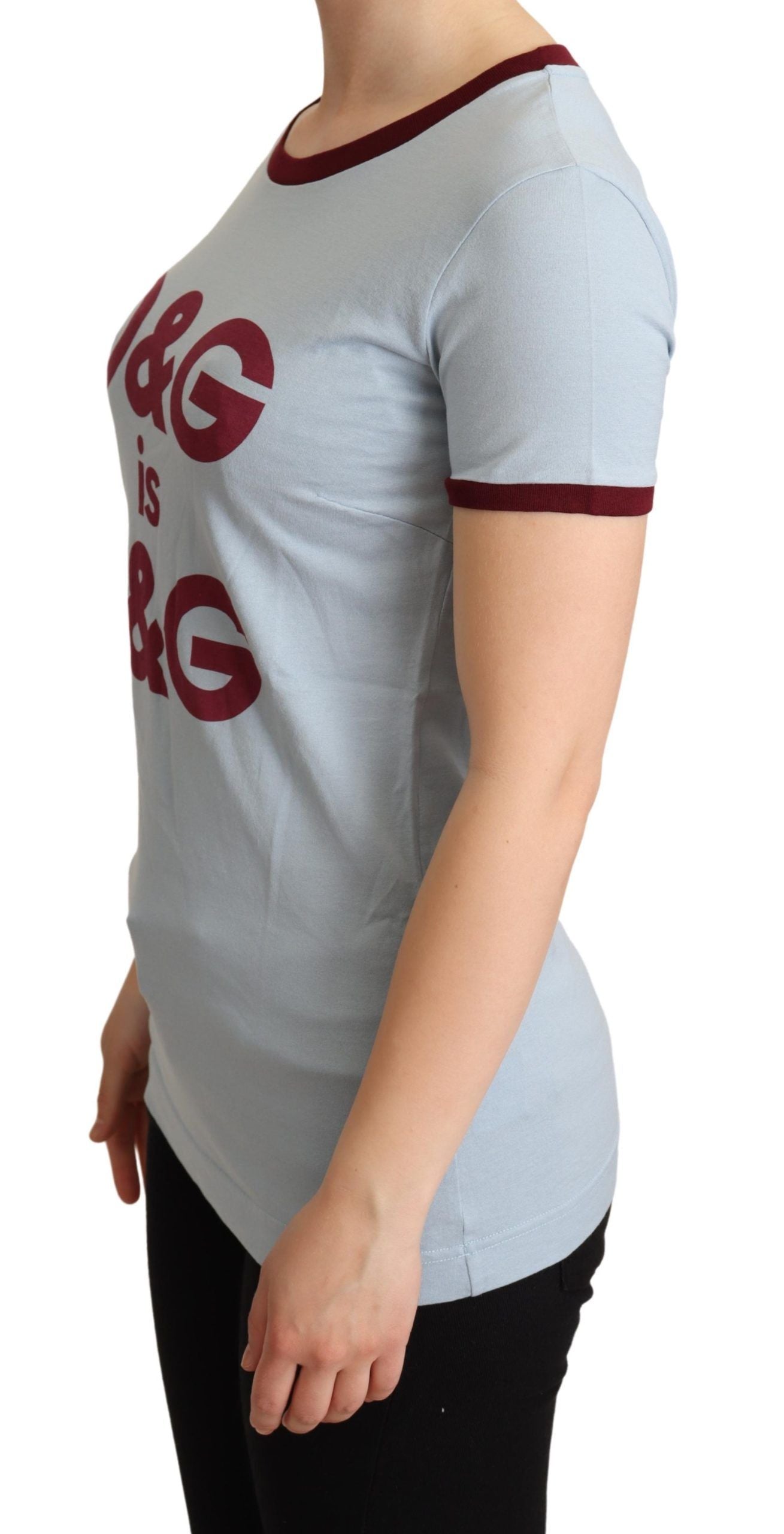 Elegante maglietta girocollo in cotone blu