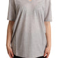 Elegante maglietta in cotone con scollo a V grigio