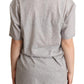 Elegante maglietta in cotone con scollo a V grigio