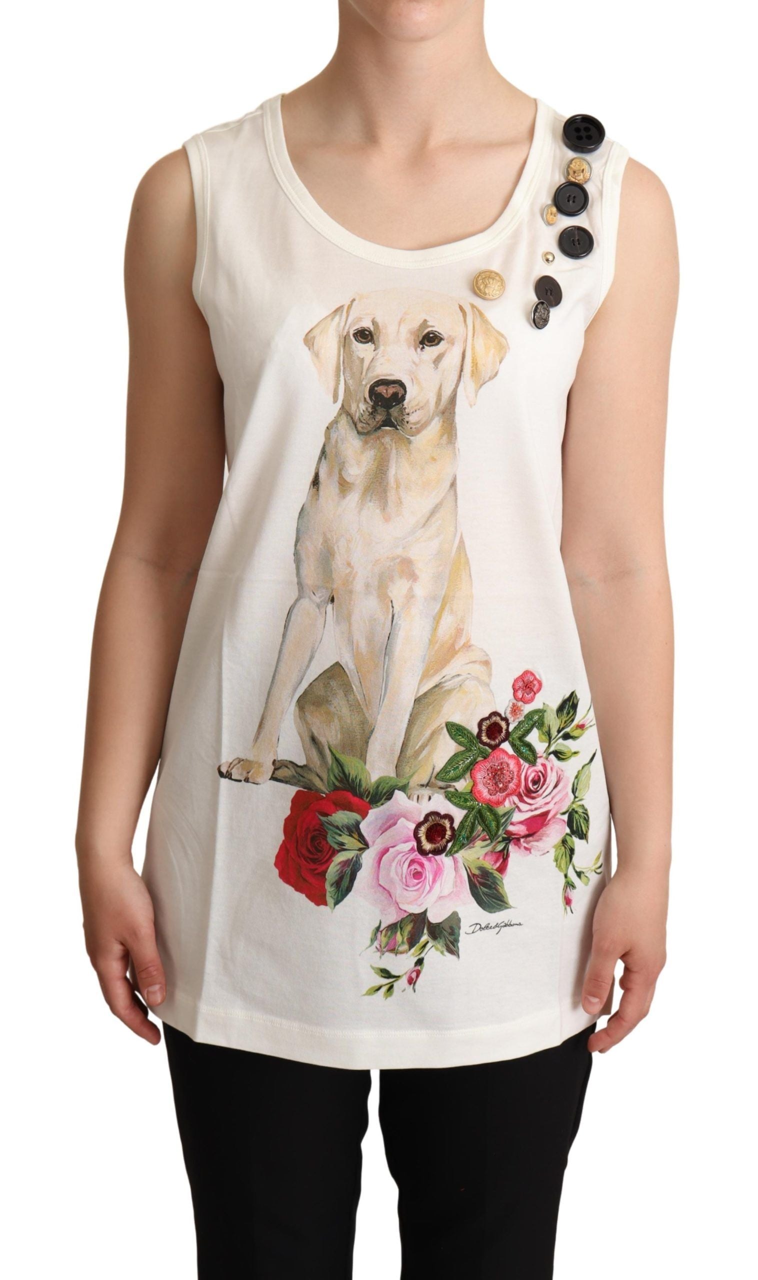 Canotta senza maniche con motivo floreale canino chic
