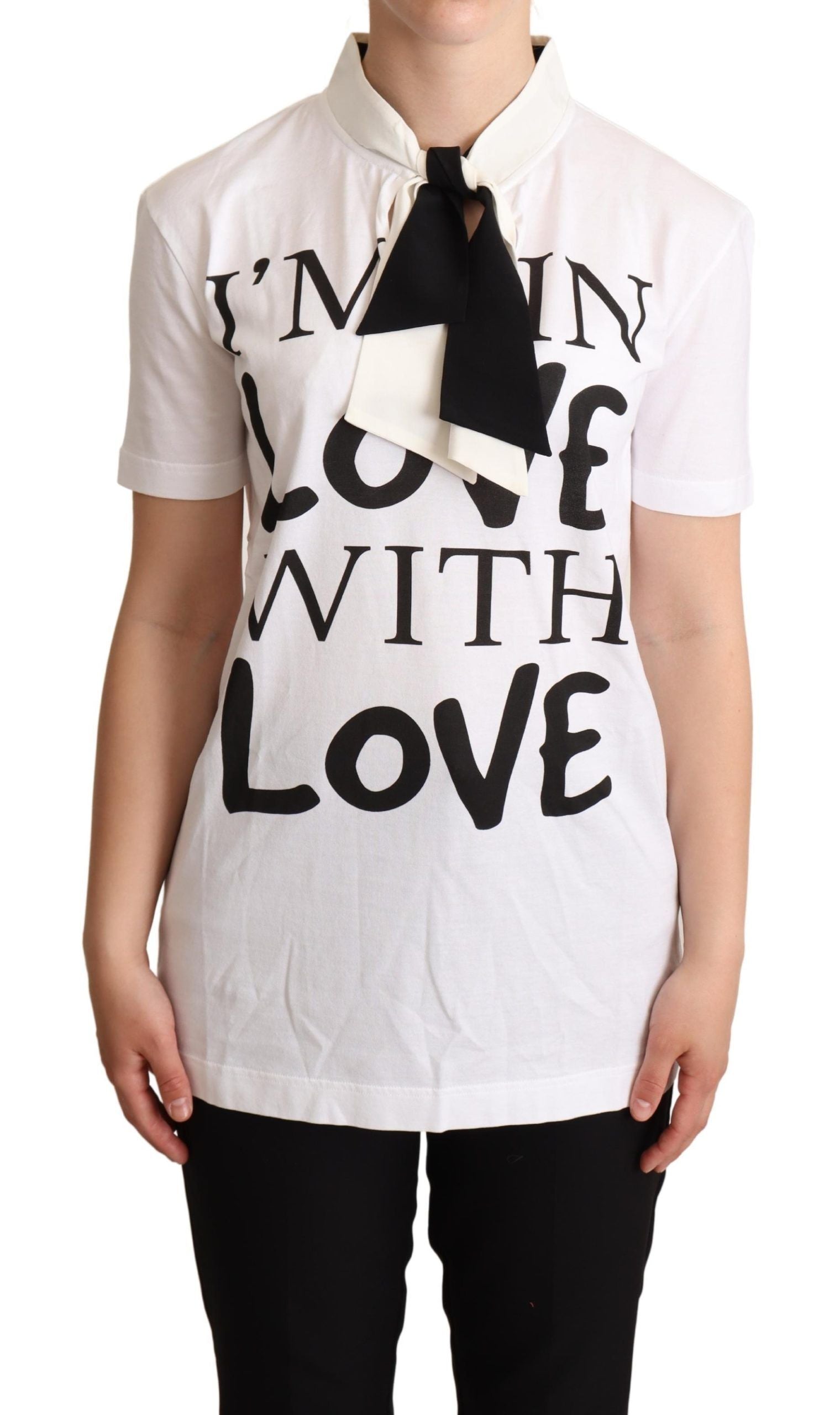 Maglietta in seta e cotone con slogan Chic Love