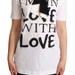 Maglietta in seta e cotone con slogan Chic Love