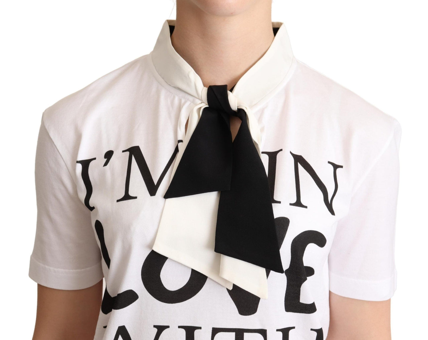 Maglietta in seta e cotone con slogan Chic Love