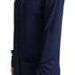 Elegante blaue Strickjacke aus Schurwolle