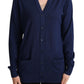 Elegante blaue Strickjacke aus Schurwolle