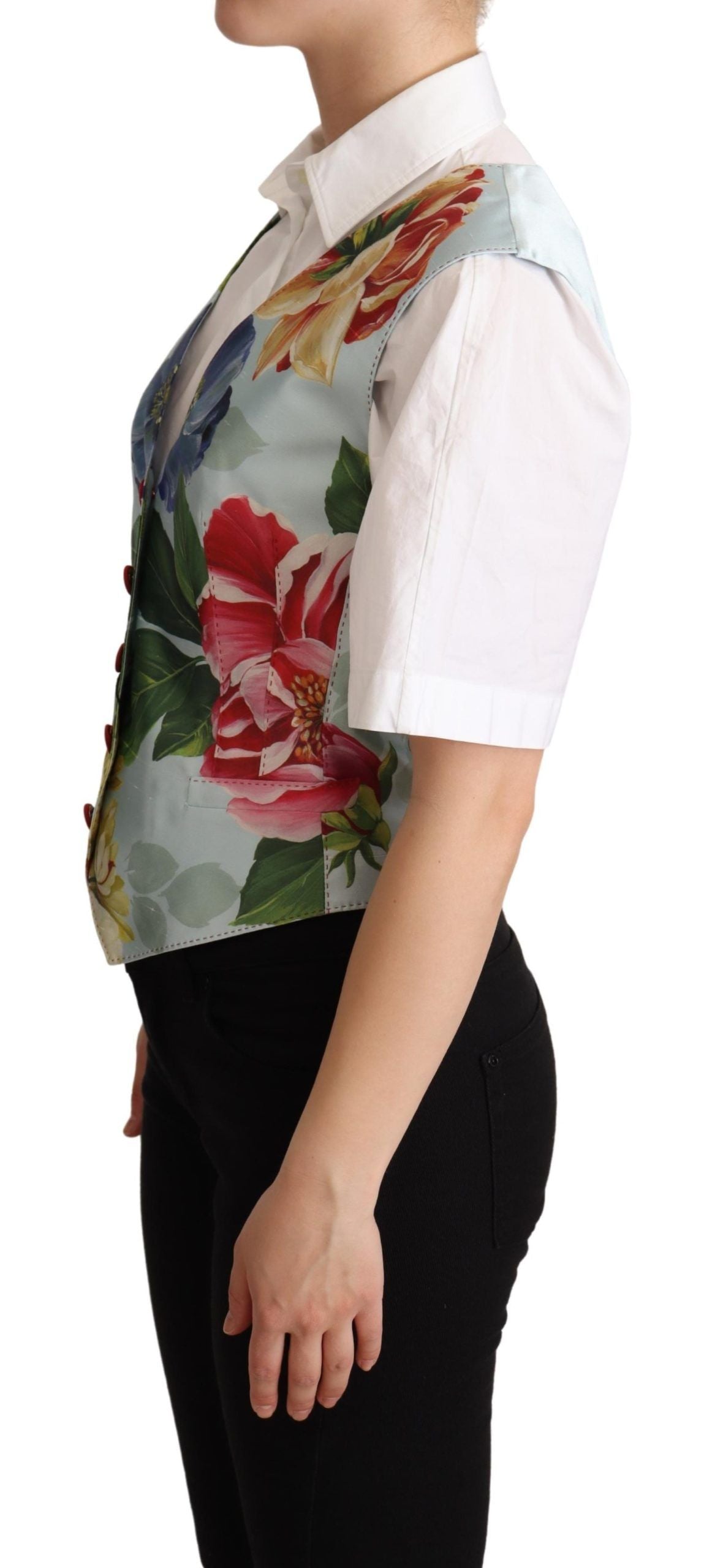 Elegante gilet in seta con stampa floreale