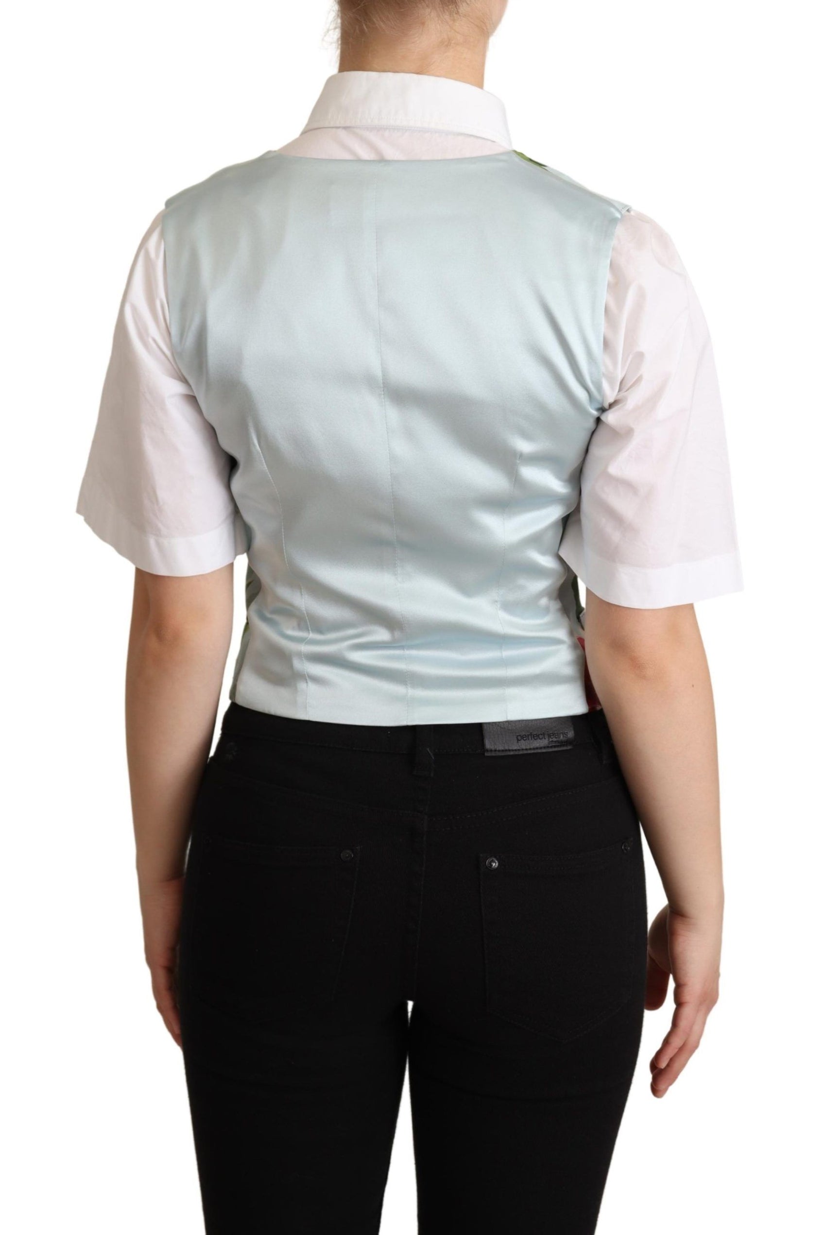 Elegante gilet in seta con stampa floreale
