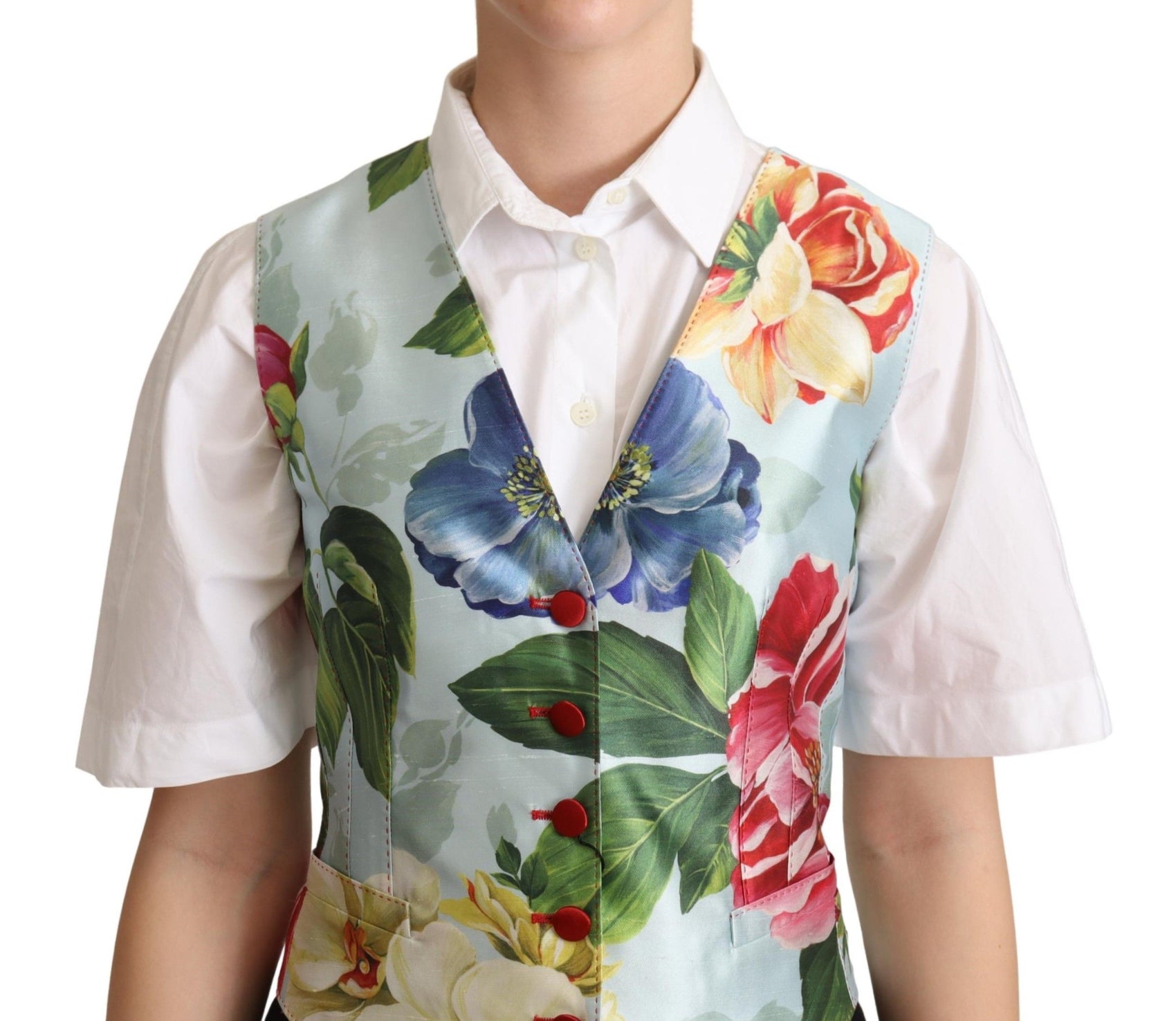 Elegante gilet in seta con stampa floreale