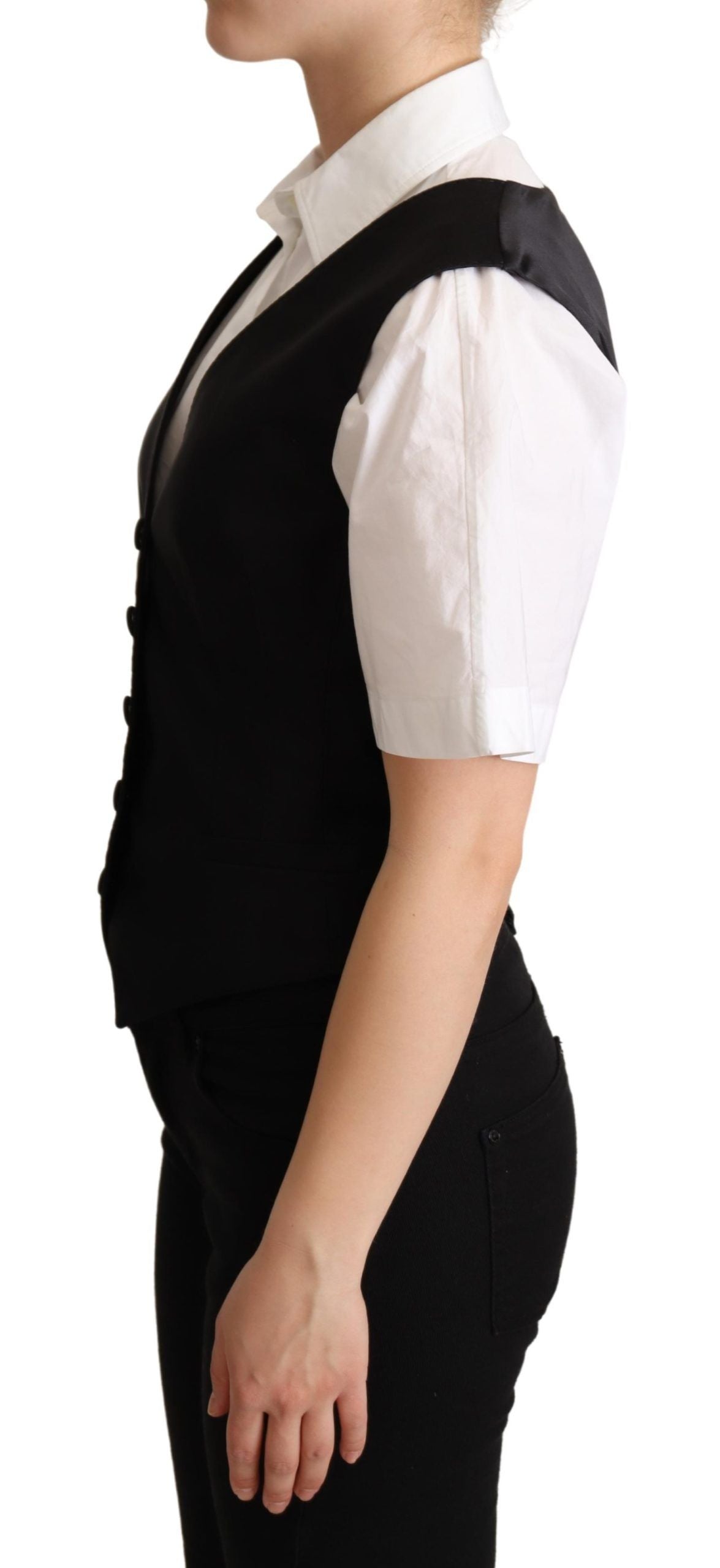 Elegante gilet nero in misto seta