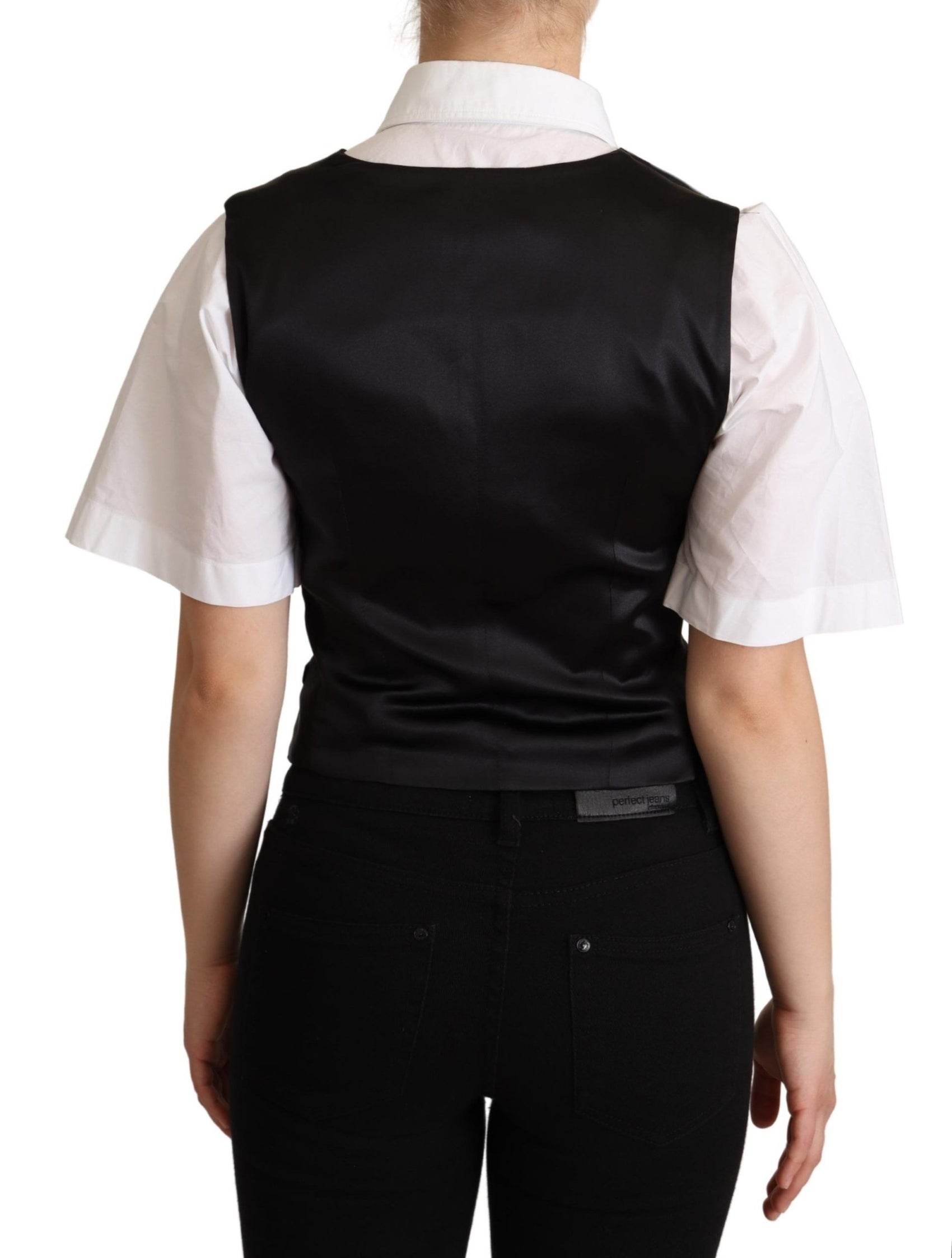 Elegante gilet nero in misto seta