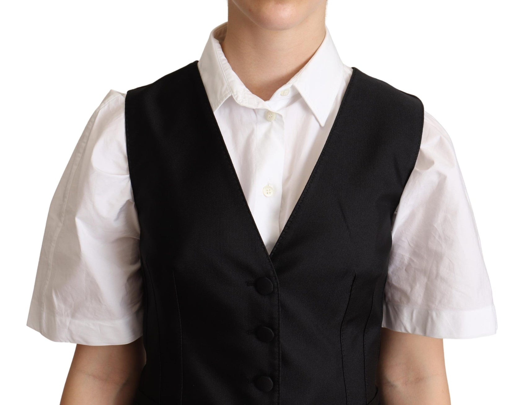 Elegante gilet nero in misto seta
