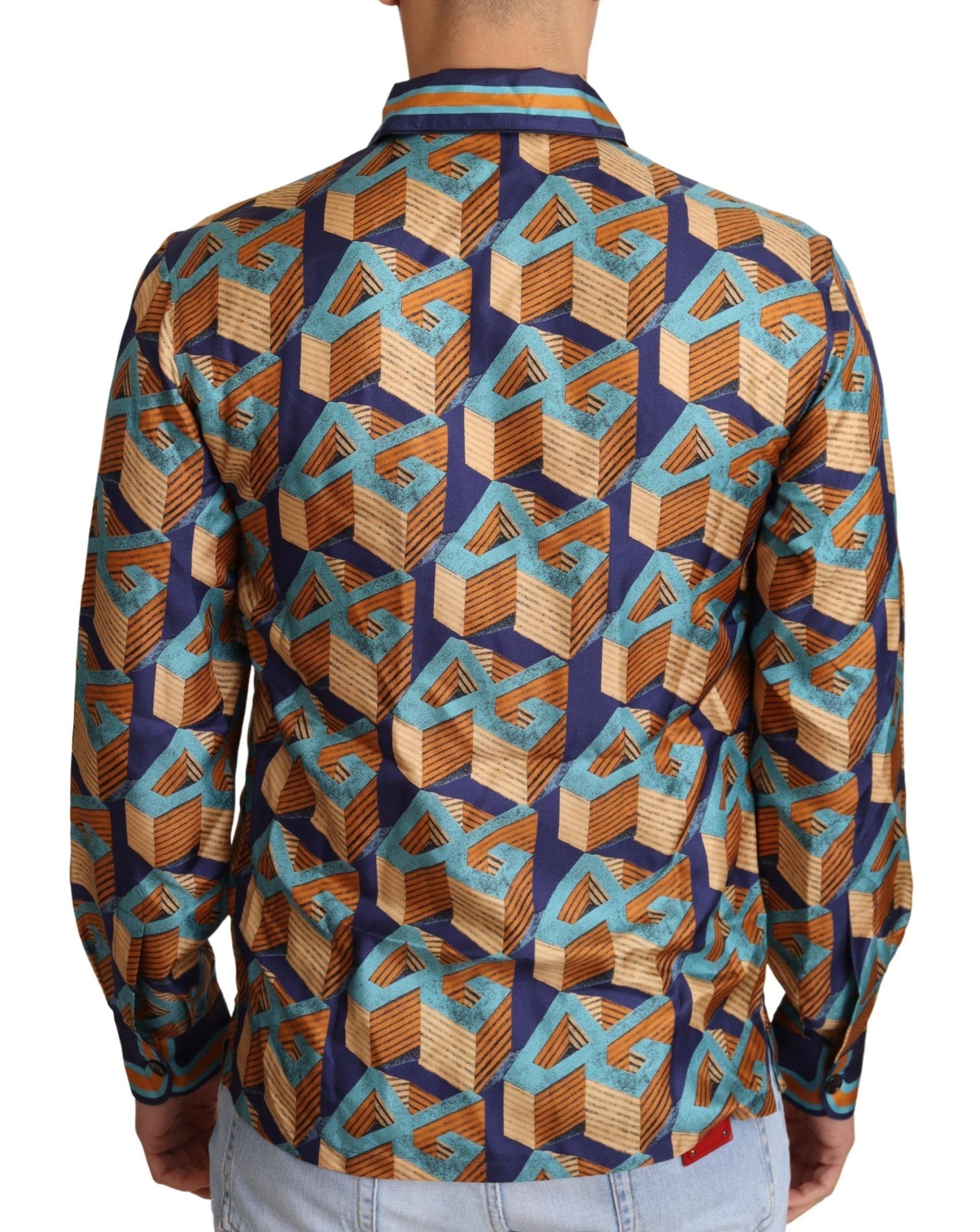 Elegante camicia casual in seta con logo DG